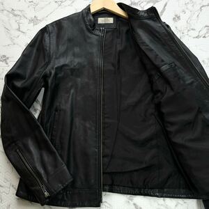 美品/Lサイズ◎relume JOURNAL STANDARD ゴートスキン シングル ライダースジャケット 山羊革 レザー ブラック 黒 ジャーナルスタンダード