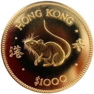 干支子金貨 ネズミ 鼠 香港 1984年 22金 15.9g コイン イエローゴールド コレクション Gold 未使用