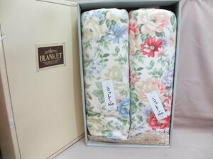 花柄　コットン　ブランケット　綿毛布　140×200　日本製　未使用品
