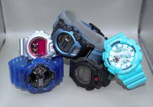 ☆時計☆1円～☆CASIＯ (カシオ)☆G-SHOCK クォーツ 腕時計 5本セット☆稼動品☆電池交換済み☆『VRW-153』