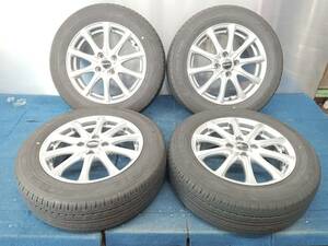 ★7.5-8.5分山★20年製★ グッドイヤーGT-Eco Stage 185/65R15　社外ホイール 15×5.5J +43 4H-100 4本セット アクア・ノート等　E695