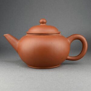 中国宜興 大振 朱泥急須 無傷 煎茶道具 紫砂壺 茶器 急須 幅12.9cm