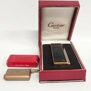 1円~【箱付き】カルティエ Cartier ガスライター ブラック×ゴールド ペンタゴン ローラー 喫煙具 煙草道具 タバコグッズ 付属品有 G132250