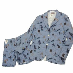 新品 定価51,150円◇BLUE BLUE ハーフパンツ ジャケット セットアップ マリンマークスタンプ ブルーブルー メンズ スーツ