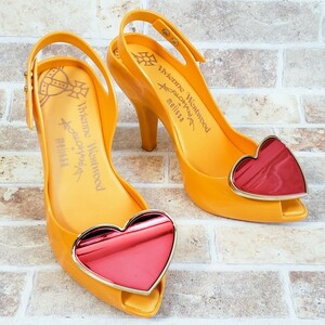 ヴィヴィアン ウエストウッド × メリッサ コラボ ラバー サンダル ハート US6 マスタード Vivienne Westwood melissa