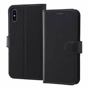iPhone X 手帳型ケース ブラック カバー シンプル マグネット スタンド カードポケット イングレム RT-P16ELC1-BB