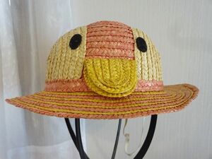 ☆キッズ帽子☆スタイル帽子　女の子　紐付　模様入　ペーパーハット サイズ５３cm　キャップ　帽子　ピンク色