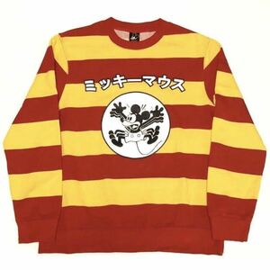 DISNEY ディズニー FOREVER 21 ミッキーマウス キャラクタープリント スウェット 長袖 レッド×イエロー size M ユニセックス カタカナ