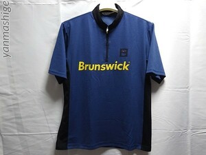 Brunswick [XLサイズ] ドライハーフジップシャツ 廃番[ネイビーxブラックxイエロー] ボウリングシャツ ブランズウィック サンブリッジ