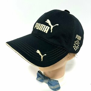 (^w^)b PUMA プーマ キャップ 帽子 6パネル ロゴ 刺繍 ベルクロベルト ゴルフ ランニング シンプル スポーティー 万能 ブラック C0710EE