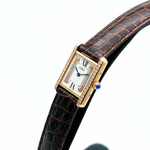 早い者勝ち☆ベルト交換済み☆豪華ベゼルダイヤ☆Cartier カルティエ マストタンク 天然ダイヤモンド ヴェルメイユ