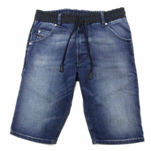 美品 定価3万5000円●DIESEL ディーゼル ジョグ デニム ジョーンズ パンツ ショート ハーフ KROSHORT スウェット メンズ 濃紺 1円スタート