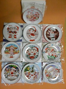 [A010]不二家ペコちゃん(FUJIYA)未使用クリスマス飾り皿10枚(2004～2013)10種類
