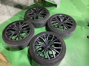 19x8J 5x114.3 ET+35 ハブ73 WEDS LEONIS・ハリアー アルファード等　ブラポリ　タイヤ付き　245/45R19 一台分セット