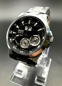 ⑳SEIKO　セイコー　キネティック　パーペチュアルカレンダー　7D48-0AA0　黒文字盤　SS　稼働品　要メンテナンス