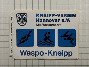 外国 古いステッカー：Waspo Knipp 水泳 水球 潜水 スキューバ ダイビング フランス ヨーロッパ ビンテージ カスタム +Ob