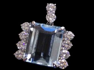 アクアマリン ダイヤモンド トップ Pt900 4.6g GRJソーティング付き　Jewelry Aquamarine5.75ct Dia0.86ct Top