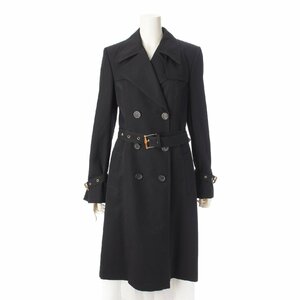 【グッチ】Gucci　バンブー ホースビット チェーン柄 152258 トレンチコート ブラック 42 【中古】【正規品保証】191314