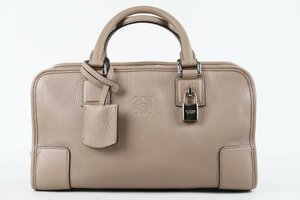 【美品】LOEWE ロエベ アマソナ 28 ミニボストン ハンドバッグ レザー ピンクグレー系 ブランド鞄 レディース【NZ56】