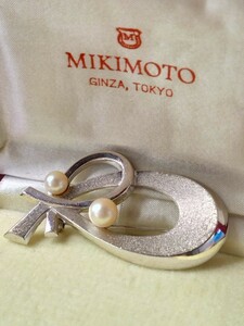 MIKIMOTO　ミキモト真珠　パールブローチ　シルバーアコヤ 真珠　ヴィンテージ ブランドマーク刻印 