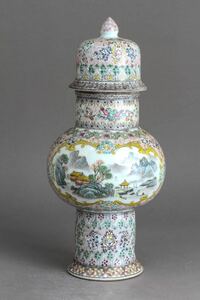 【久】2088 在銘　粉彩風景図大花瓶　時代品　　唐物　中国美術　