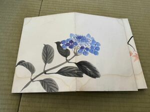 戸0124日本画 掛軸 肉筆 模写 花図 真作 作 色紙画 風景画 中国