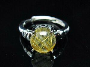 誠安◆天然石高級品ゴールドタイチンルチル指輪(12号)[T137-2533]
