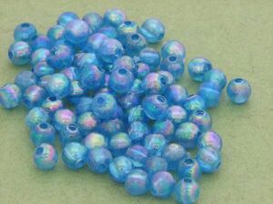 プラスチックビーズ 6mm/ブルー約１００個