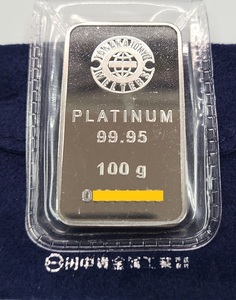 田中貴金属 プラチナ インゴット 100g TANAKA PLATINUM INGOT BAR 純プラチナ バー 地金 資産 比重確認済