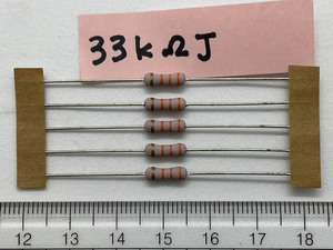 小形酸化金属皮膜抵抗器1W RSS1 (5本) 33kΩJ (KOA) (出品番号752)
