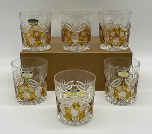【い-5-43-80】未使用 POLONIA ポロニア 切子グラス ロックグラス 6個セット カットガラス クリスタルグラス ガラス工芸