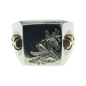 TARO WASHIMI ワシミタロウ 鷲見太郎 TRAVIS WALKER トラヴィスワーカー Canvas Ring 18K 印台 キャンバス アラベスク リング【中古】