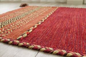 [送料込み]　キリム インド アジアン 南国 70×120 レッド 玄関マット 手織り 絨毯 ラグ インテリア おしゃれ 玄関 エスニック マット