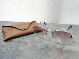 ■⑤Ray Ban レイバン サングラス リムレスアビエーター RB 3214 003/58 59□14 ケース付き 現状品＠送料520円