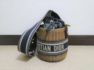 【即決】極美品 国内正規 ディオール Dior Wicker ウィッカー ◆斜め掛け トロッター バスケットバッグ カゴ ショルダー長さ調節可能 　ha 