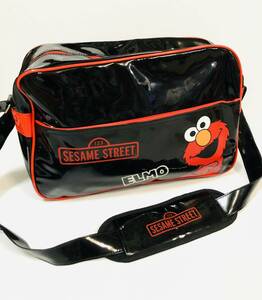 セサミストリート　エルモ　Elmo　ショルダーバッグ　肩掛けバッグ　ビニール素材　ブラック　ヴィンテージ