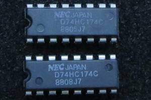 IC D74HC174C Hex D-FF Hex D フリップフロップ 半導体 動作品 2個 1パック ICチップ 半導体 動作品 部品,パーツ,工作 修理などに