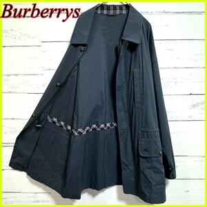 【美品】Burberry バーバリー ジップアップブルゾン ジップアップジャケット スプリングコート コート ネイビー LY サイズL