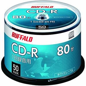 バッファロー 音楽用 CD-R 1回録音 80分 700MB 50枚 スピンドル ホワイトレーベル RO-CR07M-050PW/N