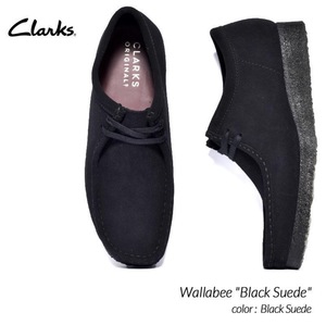 【極美品】Clarks Wallabee Black Suede クラークス ワラビー 25.5cm UK7.5 黒 モカシン スエード ブーツ スウェード 26155519