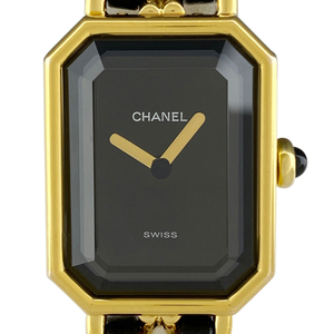 シャネル CHANEL プルミエール Mサイズ H0001 腕時計 SS レザー クォーツ ブラック レディース 【中古】