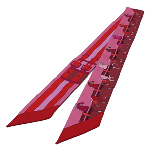 【天白】エルメス ツイリー Rocabar ロカバール ピンク レッド 赤 馬 スカーフ シルク100% 服飾小物 レディース
