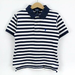 ポロバイラルフローレン 半袖ポロシャツ ボーダー 胸元ロゴ トップス キッズ 男の子用 4Tサイズ ネイビー Polo by Ralph Lauren