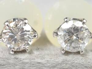 【3724E】Pt900プラチナ 天然ダイヤモンド 計0.30ct/0.15ct/0.15ct/0.5g ピアス