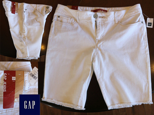 新品 GAP ギャップ レディース 11号 ハーフパンツ ホワイト デニム パンツ サイズ6 ストレッチデニム 白 ジーンズ ショートパンツ