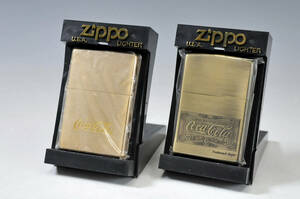 【ZIPPO】　コカ・コーラ　ゴールド　2点まとめ品　美品　●　オイルライター　0302117-10