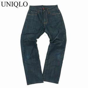 UNIQLO ユニクロ 秋冬 防風ジーンズ★ 防寒 裏起毛 USED加工 ストレート デニム パンツ ジーンズ Sz.29　メンズ バイク　A3B05284_B#Q