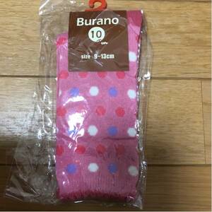 新品未使用　Burano 水玉柄靴下 9～13cm ピンク