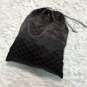 GUCCI グッチバッグ用 保存袋 内袋 布袋 巾着袋 GG柄 付属品 ダークブラウン ナイロン系 素材 約49×40cm 美品