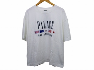 未使用品 ギャップ GAP ×PALACE パレス タグ付き Tシャツ カットソー 国旗 刺繍 白 ホワイト L メンズ